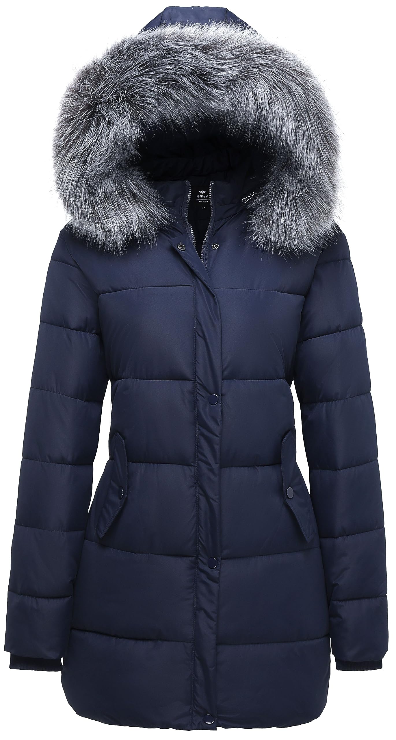 GGleaf Women's Winter Thicken Puffer Coat Warm Snow Jacket with Fur Removable Hood